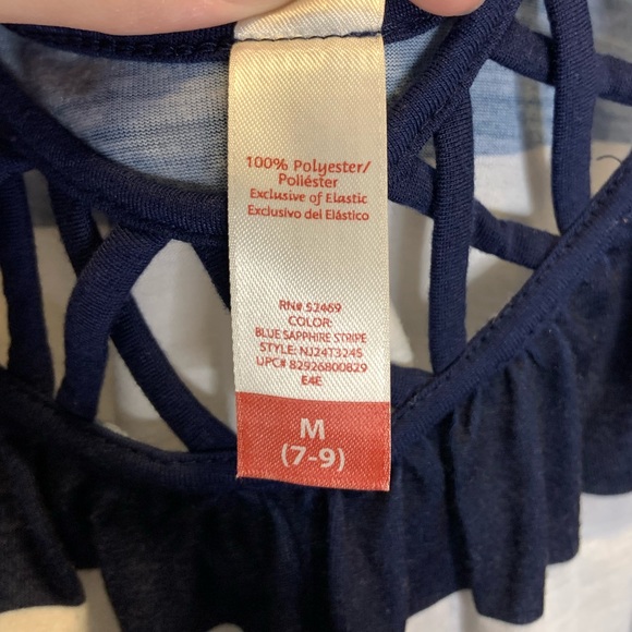 No Boundaries Nautical Blue and White Stripe Caged Neckline Maxi Sundress - Picture 10 of 10